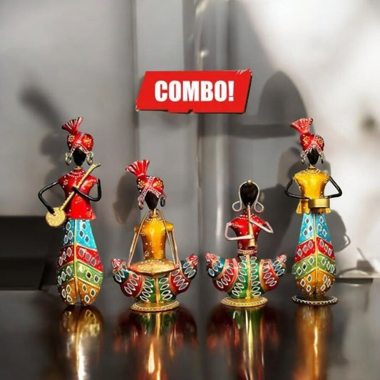 (Combo) Metal Standing musician set of two /Tea Light Musician Showpieces Combo