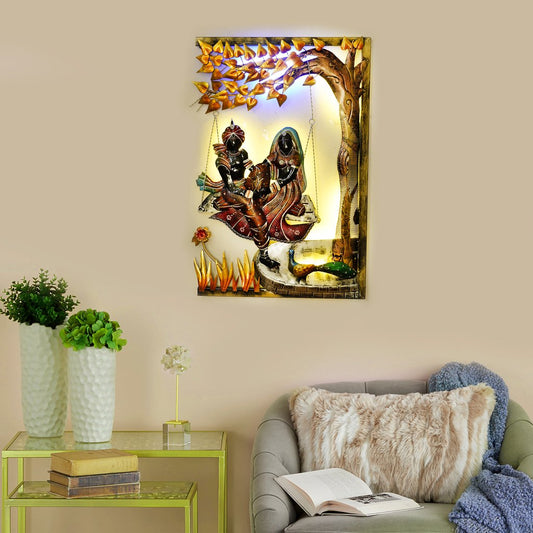 Metal Radha Krishna Swing Wall Hanging (31x22 Inch )