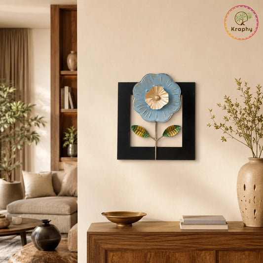 Iron And Mdf Wood Framed Leaf Wall Art In Multicolour