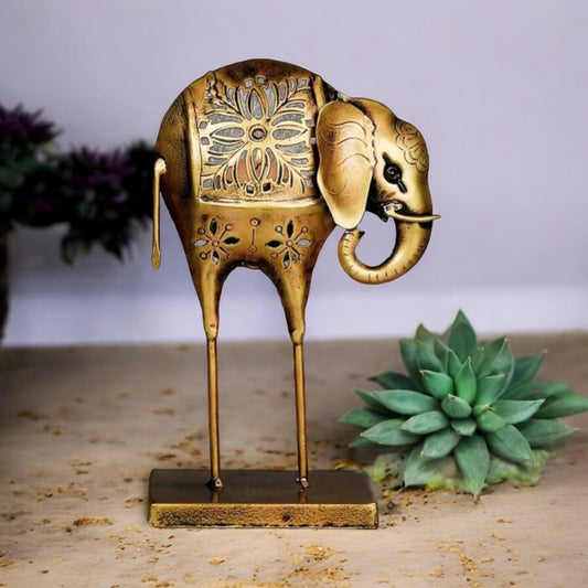 Kraphy Metal Elephant Statue Tea Light Candle Holder Stand