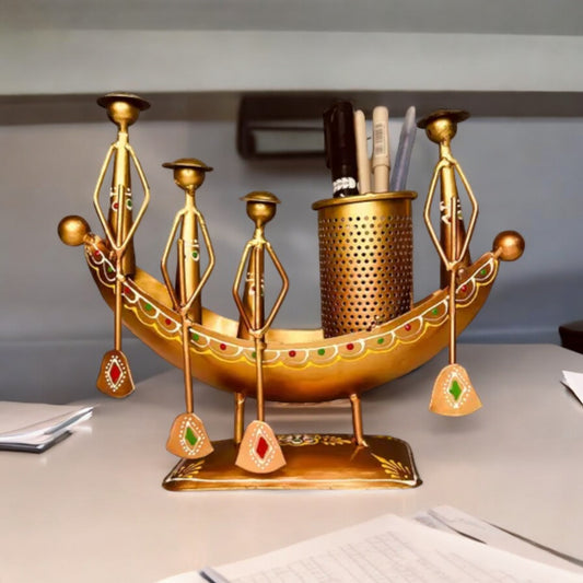 Kraphy Metal Home Decor Long Kerala Water Boat Showpiece