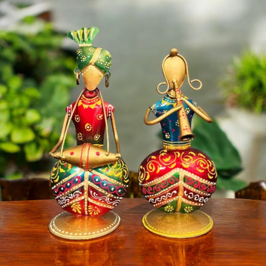 Metal T-light Musician coupel Set Of 2