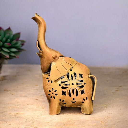 Kraphy Metal Tea Light Candle Holder for Home Décor Elephant Design