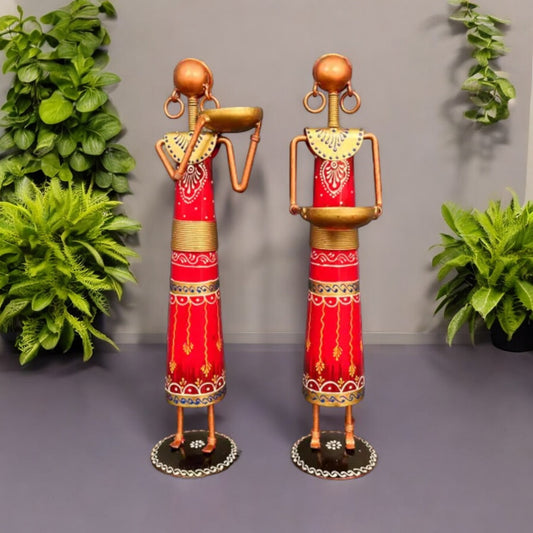 Metal Wrought Iron Tribal Lady showpieces Items Set Of 2