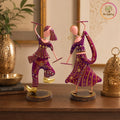 Rajasthani Dancing Couple Metal Showpiece Set – 12 inch