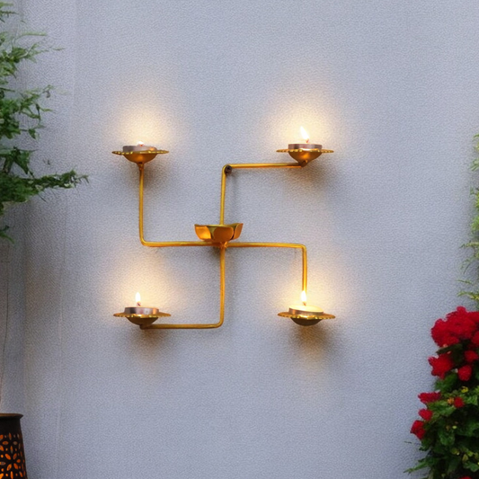 Swastik T light holder Decorative Wall Art