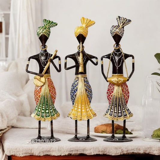 (Pack Of 3) Kraphy Wrought Iron Decorative Musician Showpiece