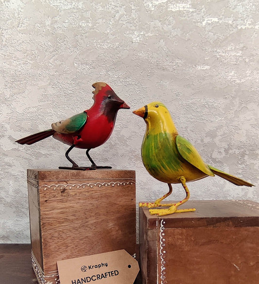 Multicolor Canary Bird Showpiece Set Of 2