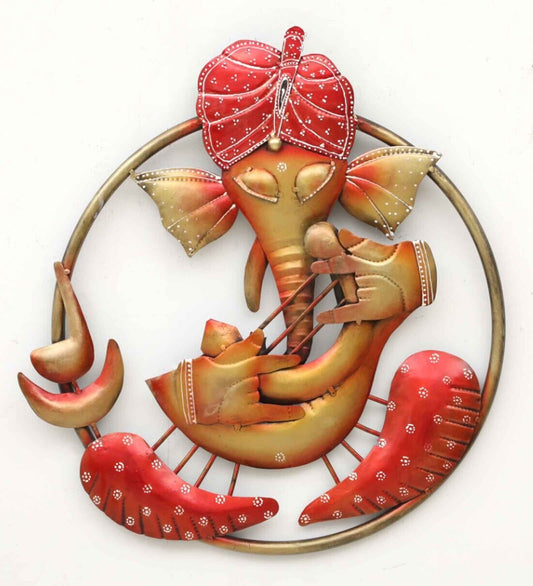 Ganesha Vadak Multicolor Metal Wall Art