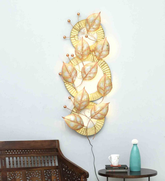 Circular Leafy Multicolor Metal Led Wall Art
