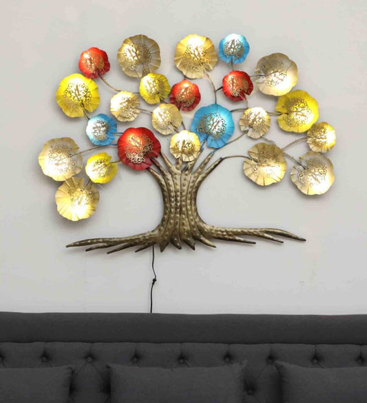 Kaira Tree Multicolor Metal Led Wall Art