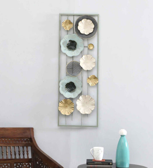 Moon Leaf Multicolor Metal Wall Art