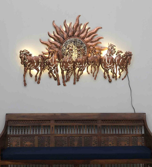 Spark Seven Horse Multicolor Metal LED Wall Art