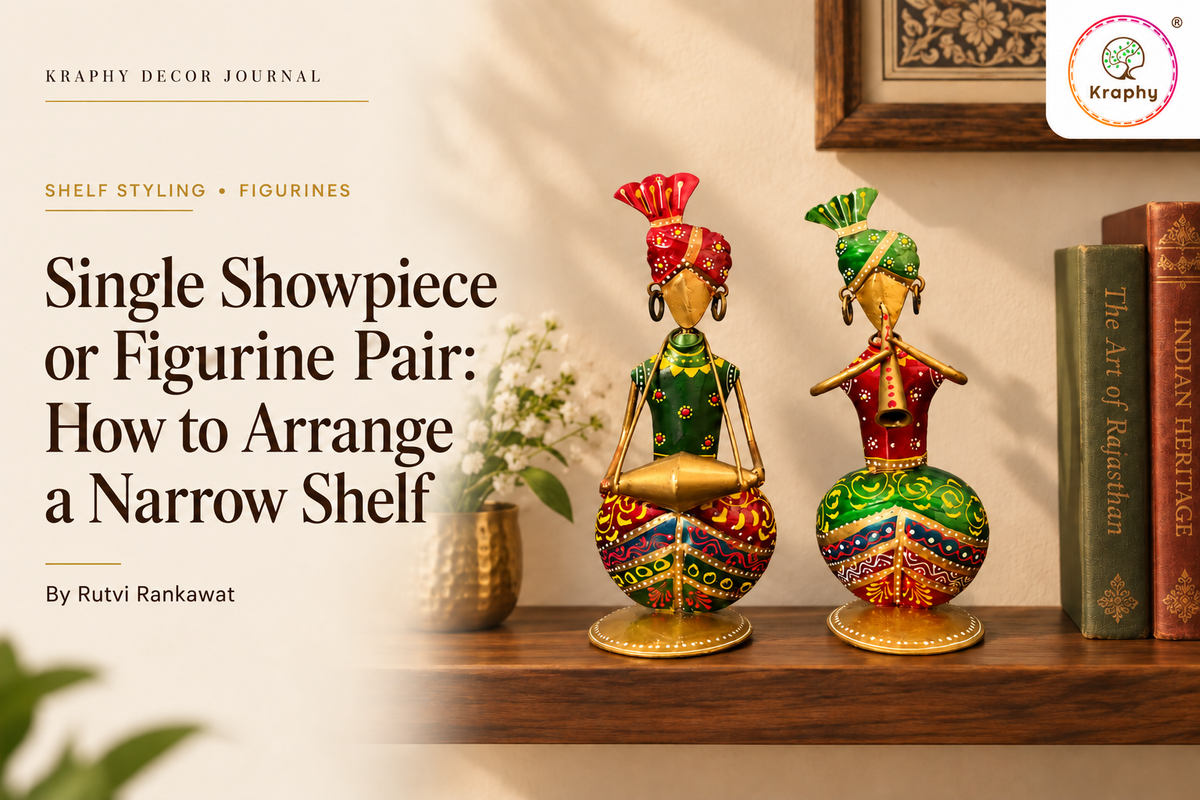Single Showpiece or Figurine Pair: How to Arrange a Narrow Shelf