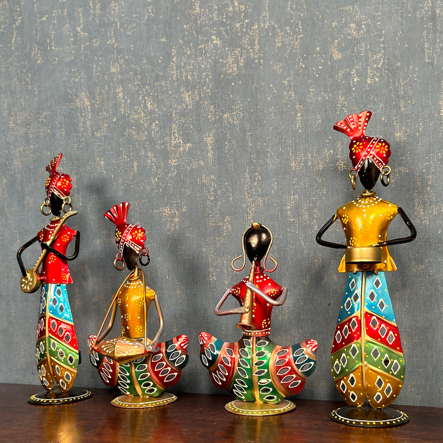 Metal Tea Light Musician Showpieces Combo (4pc ) 11.5 Inch