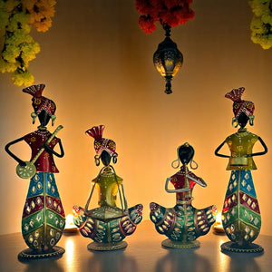 Metal Tea Light Musician Showpieces Combo (4pc ) 11.5 Inch
