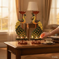 Metal Peacock Diya Candle Holder Set Of 2 13 Inch