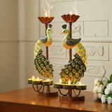 Metal Peacock Diya Candle Holder Set Of 2 13 Inch thumbnail