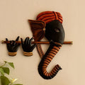 Kraphy Wrought Iron Ganesha Playing Flute Basuri Wall Art