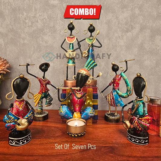 Metal Musician Figurines Showpiece Set of 7Piece