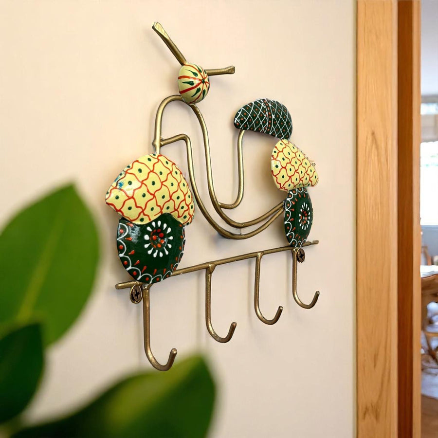 Metal Bike Design Wall Key Holder with Hooks 9Inch