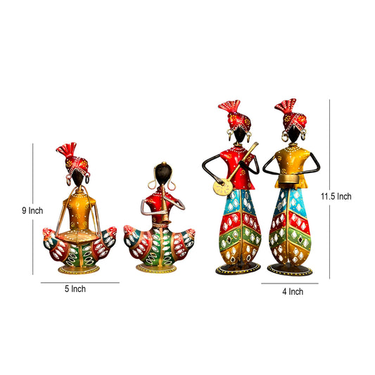 Metal Tea Light Musician Showpieces Combo (4pc ) 11.5 Inch