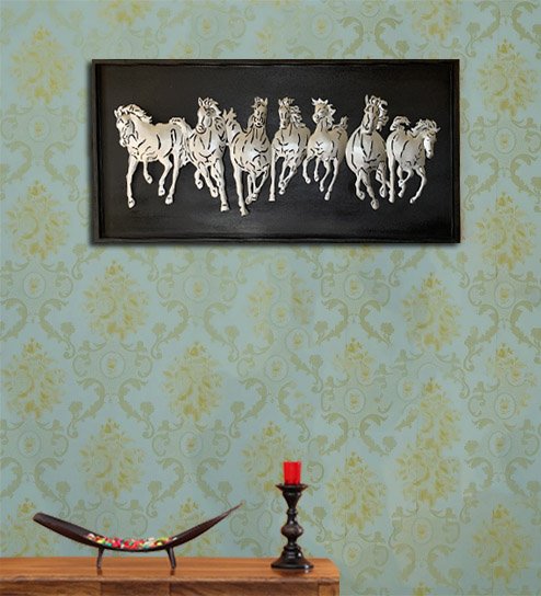 Horse Metal Wall Artefacts With Led Light Black Board