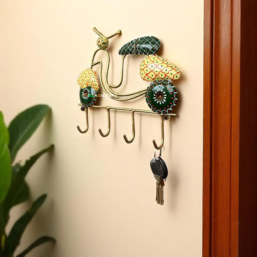 Metal Bike Design Wall Key Holder with Hooks 9Inch