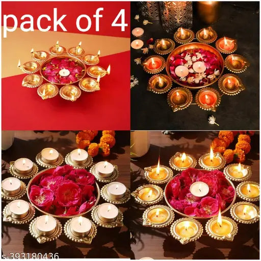 SM India Decorative Urli Bowl Home Decoration Items Decorative Items for Home Living Room and Pooja Room Decoration Items Diya Shape Decor Piece Diwali House Warming Gift Marriage Ceremony Pack Of 4