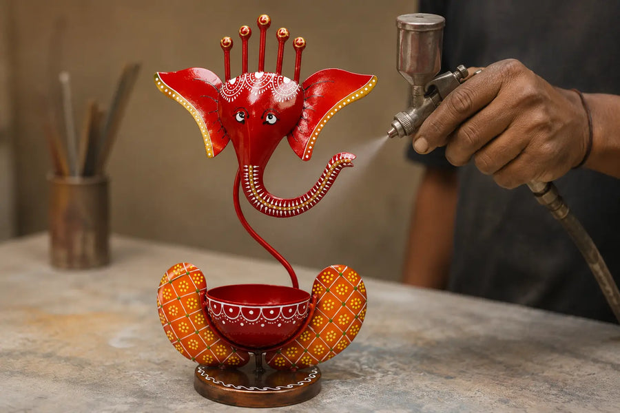 Lacquer coating on KRAPHY metal home decor product