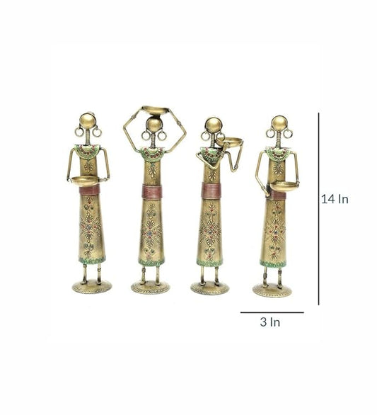 Gold Wrought Iron Human Figurine Showpieces Set Of 4