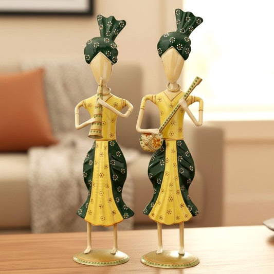 Metal Tribal Musician Couple Showpiece for Home Decor (Pack of 3)