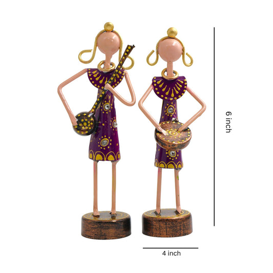 Rajasthani Musician Couple Metal Showpiece Set – 6 Inch