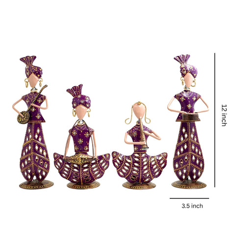 Rajasthani Musician Couple Metal Showpiece Combo  4 Piece – 12 Inch media 6