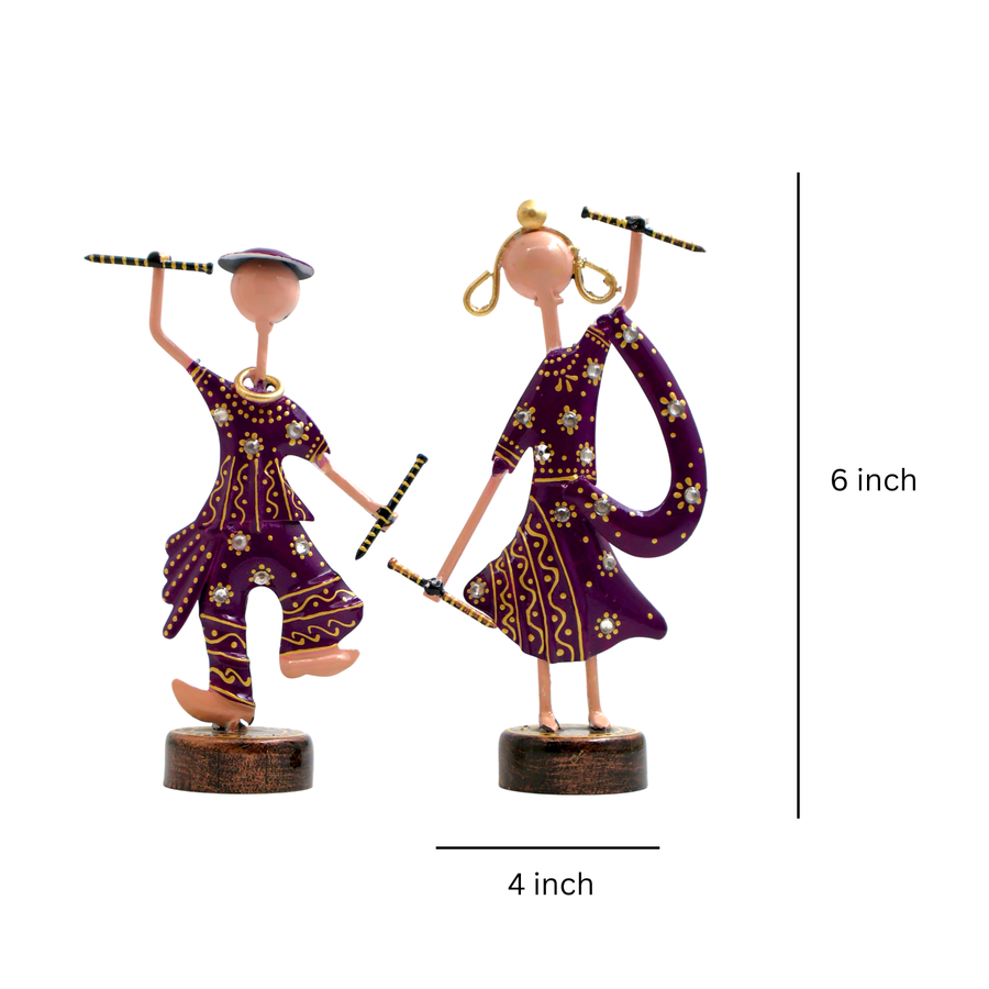 Rajasthani Musician Couple Metal Showpiece – 6 Inch