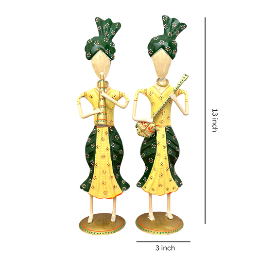 Metal Tribal Musician Couple Showpiece for Home Decor (Pack of 3)