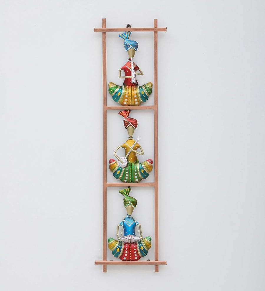 KRAPHY Metal Rajasthani Musician Wall Hanging (28 Inch)
