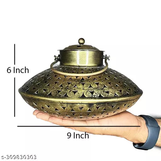 Kraphy Cast Iron Antique Degchi Style for Dhoop Holder and Candle Light