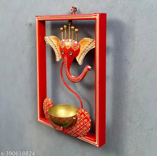 Decorative Metal Ganesha Tea Light Wall Hanging Frame image