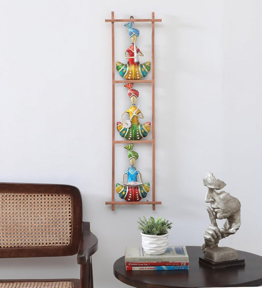 KRAPHY Metal Rajasthani Musician Wall Hanging (28 Inch)