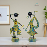 KRAPHY Metal Dandiya Dancing Couple Showpiece Set of 2 thumbnail