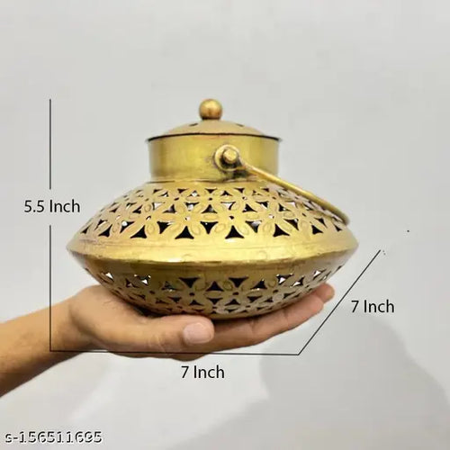 Kraphy Iron Handi Degchi Style And T-light Dhoop Holder With Bracket media 5