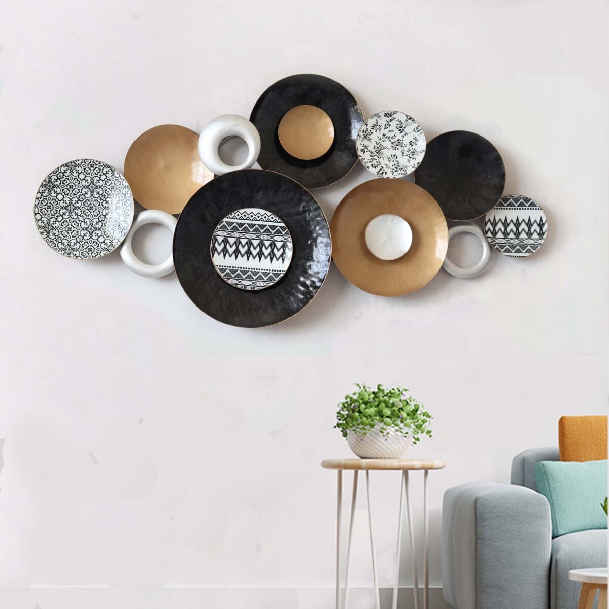 A Symphony of Metallic Wall Plates Art Panel