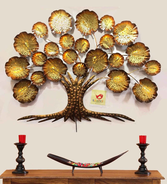 Antique Design Metal Tree Wall Art With Led Back Light