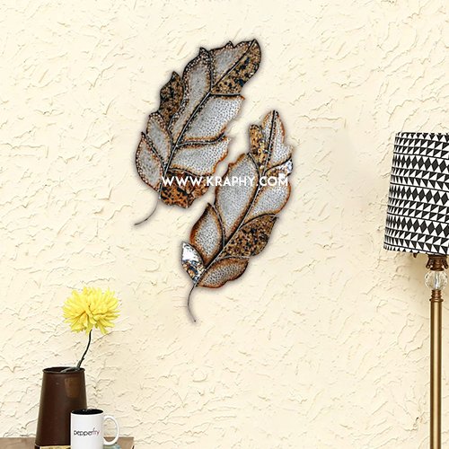 Antique Mosaic Art Leaf Set Of Two