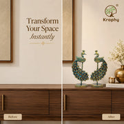Metal Peacock Showpiece Set of 2 | Decorative Peacock (10 x 5 Inch)
