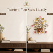White Iron Buck Flower Wall Art