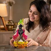 Black Handcrafted Krishna Idol- Red & Yellow