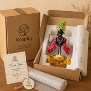 Black Handcrafted Krishna Idol- Red & Yellow