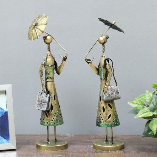 Brown Wrought Iron Human Figurine Set Of 2